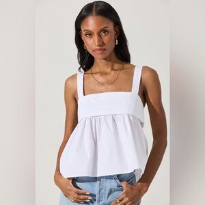ASTR the label- Cotton Babydoll Tank - White